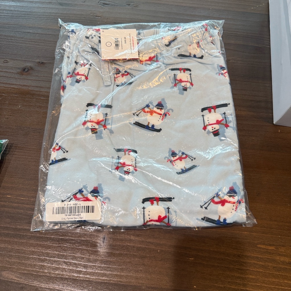 Hanna Andersson Blue Pajama Bottoms With Snowman Print